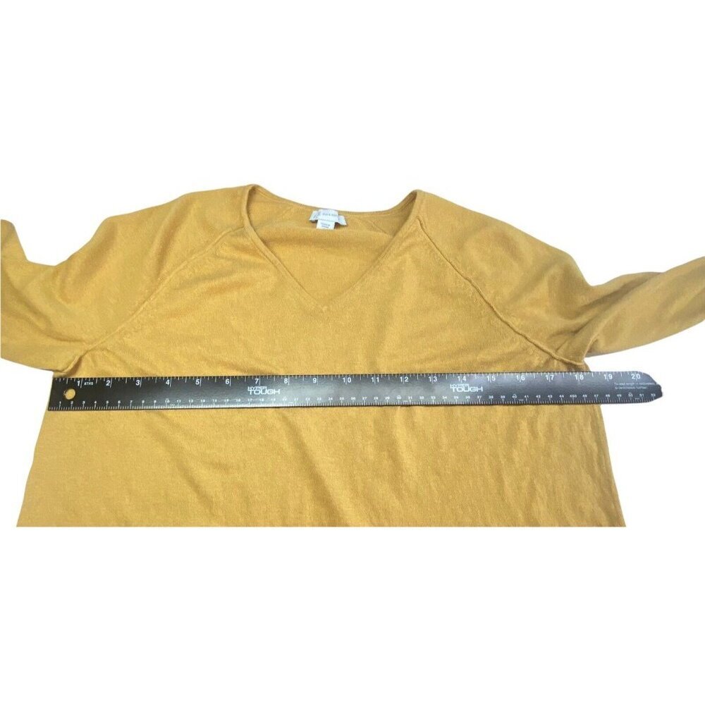J. Jill Sweater Women XS‎ Petite Yellow Silk Cotton V-Neck Long Sleeve Knit - Picture 5 of 10